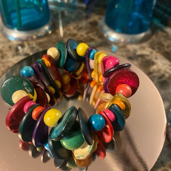 Authentic St. Lucia Multi Colored Beaded African Necklace and Matching Bracelet. - Picture 10 of 11